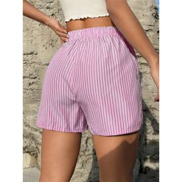 SOLY HUX Women's Y2K Striped Boxer Shorts - Comfortable High Waisted Summer Wear