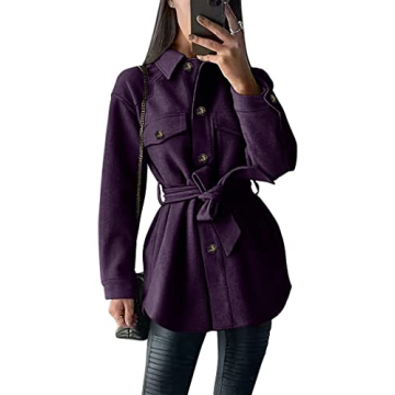 PRETTYGARDEN Women's Fall Fashion Winter Trench Coats Lapel Button Down Peacoat Belted Outerwear Cas...