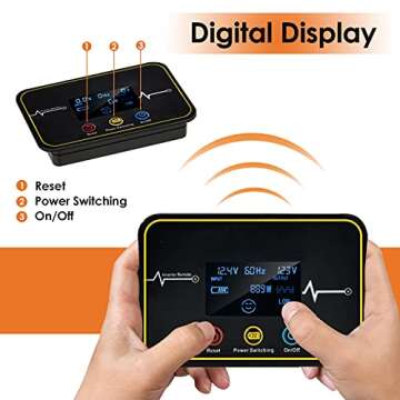 2000W Power Inverter, Car Inverter DC 12V to AC 110V with Wireless Remote Control, LCD Digital Display Power Converter with Triple AC Outlets 1 USB Port for Travel/Camping (Modified Sine)