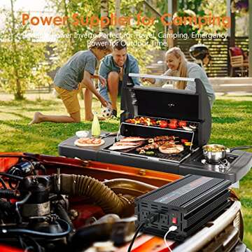 2000W Power Inverter, Car Inverter DC 12V to AC 110V with Wireless Remote Control, LCD Digital Display Power Converter with Triple AC Outlets 1 USB Port for Travel/Camping (Modified Sine)