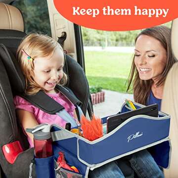 PILLANI Kids Travel Tray for Car - Car Seat Tray for Kids Travel, Car Trays for Kids Roadtrip Essent...