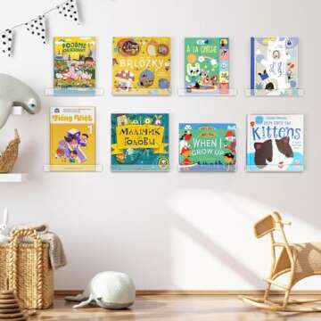 Laurensory Vinyl Record Shelf Wall Mount, 12 inch Clear Acrylic Album Record Holder Display, Kids Bo...