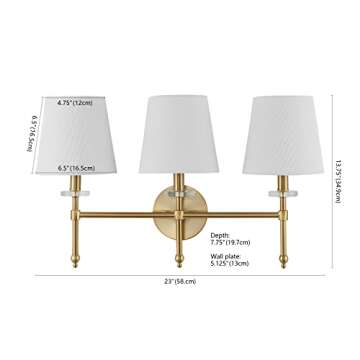 JONATHAN Y JYL9921A Olivia 23" 3-Light Modern Midcentury Iron LED Vanity Contemporary French Country Bathroom Hallway Living Room Bedroom Mirror Cabinet, Brass Gold