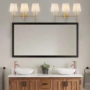 JONATHAN Y JYL9921A Olivia 23" 3-Light Modern Midcentury Iron LED Vanity Contemporary French Country Bathroom Hallway Living Room Bedroom Mirror Cabinet, Brass Gold