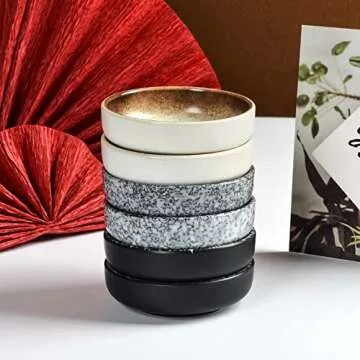 Ceramic Soy Sauce Dish set, Dipping Bowls Set of 6, Chip and Dip Bowls, Japanese Style 3 oz Round Small Bowls for Dipping Sushi Tomato Soy Sauce Dish Condiment Finger Bowls