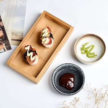 Ceramic Soy Sauce Dish set, Dipping Bowls Set of 6, Chip and Dip Bowls, Japanese Style 3 oz Round Small Bowls for Dipping Sushi Tomato Soy Sauce Dish Condiment Finger Bowls