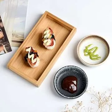 Ceramic Soy Sauce Dish set, Dipping Bowls Set of 6, Chip and Dip Bowls, Japanese Style 3 oz Round Small Bowls for Dipping Sushi Tomato Soy Sauce Dish Condiment Finger Bowls