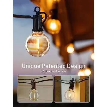 Brightown Outdoor String Lights - Globe Patio Lights 30 Ft with 30 G40 Shatterproof Bulbs, Waterproof Connectable Commercial Hanging Lights for Backyard, Bistro, Porch, Cafe, Deck