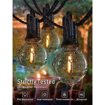 Brightown Outdoor String Lights - Globe Patio Lights 30 Ft with 30 G40 Shatterproof Bulbs, Waterproof Connectable Commercial Hanging Lights for Backyard, Bistro, Porch, Cafe, Deck
