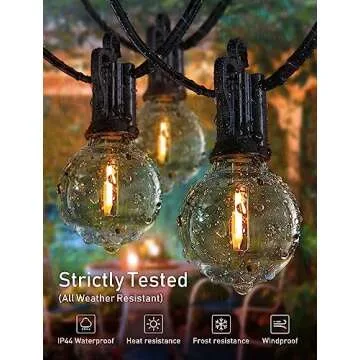 Brightown Outdoor String Lights - Globe Patio Lights 30 Ft with 30 G40 Shatterproof Bulbs, Waterproof Connectable Commercial Hanging Lights for Backyard, Bistro, Porch, Cafe, Deck