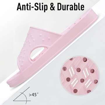 shevalues Shower Shoes for Women with Arch Support Quick Drying Pool Slides Lightweight Beach Sandals with Drain Holes, Pink 9.5-10.5 Women /8-9 Men