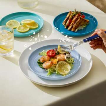 Sweese Porcelain 7.4 Inch Dessert Plates Set of 6 - Salad Modern Appetizer Plates - Dishwasher, Microwave, Oven Safe, Smooth Glaze, Scratch Resistant