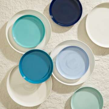 Sweese Porcelain 7.4 Inch Dessert Plates Set of 6 - Salad Modern Appetizer Plates - Dishwasher, Microwave, Oven Safe, Smooth Glaze, Scratch Resistant