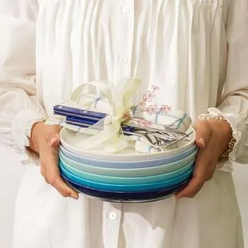 Sweese Porcelain 7.4 Inch Dessert Plates Set of 6 - Salad Modern Appetizer Plates - Dishwasher, Microwave, Oven Safe, Smooth Glaze, Scratch Resistant