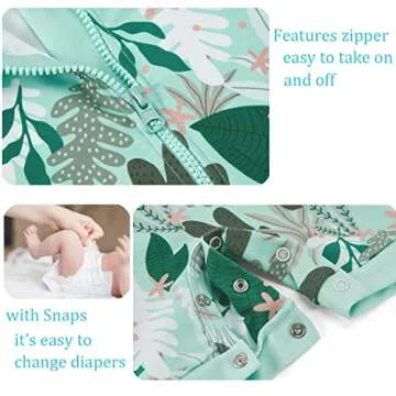 UMELOK Baby Girl Swimsuit Infant UPF 50+ Bathing Suit (Green Tropical plants, 9-12 months)