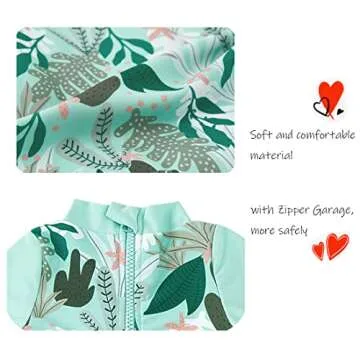 UMELOK Baby Girl Swimsuit Infant UPF 50+ Bathing Suit (Green Tropical plants, 9-12 months)