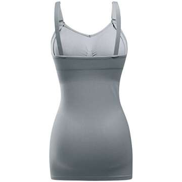 Womens Nursing Tank Tops Built in Bra for Breastfeeding Maternity Camisole Brasieres Color Black Grey Green Size L Pack of 3