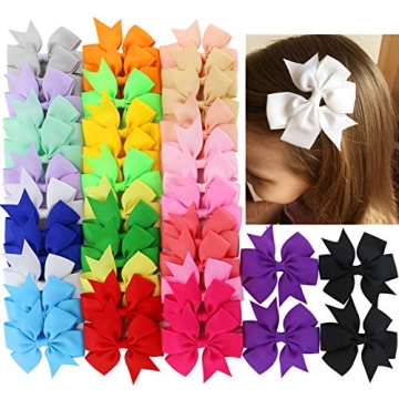 40 Piece Grosgrain Ribbon Pinwheel Hair Bows for Girls & Toddlers