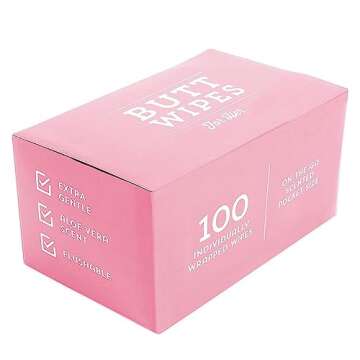 BLUE PANDA 100 Pack Wet Travel Butt Wipes, On-The-Go Flushable Wipes Individually Wrapped for Adults (Aloe Vera Scented), Pink