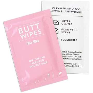 BLUE PANDA 100 Pack Wet Travel Butt Wipes, On-The-Go Flushable Wipes Individually Wrapped for Adults (Aloe Vera Scented), Pink