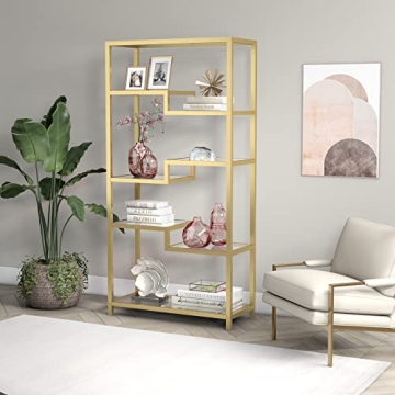 Stunning Henn&Hart 68" Bookcase in Brass for Any Room