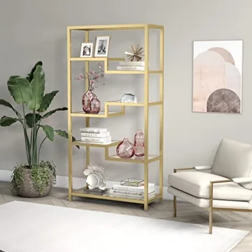 Stunning Henn&Hart 68" Bookcase in Brass for Any Room