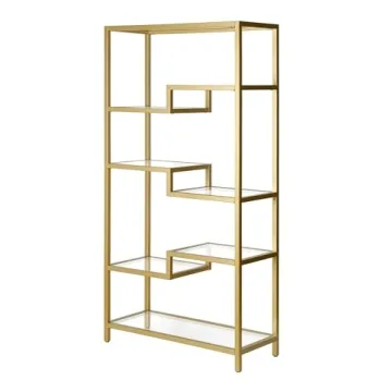 Stunning Henn&Hart 68" Bookcase in Brass for Any Room