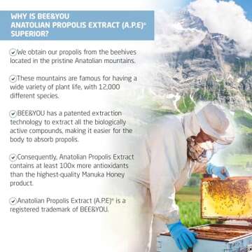 BEE and You Immune Support 100% Natural Propolis Shot Supplement, Antioxidants, Vitamin C, VIT D3, Zinc, Orange Juice, Raw Honey, 1.69 fl. oz x 12 Bottles