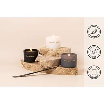 Janos Fernando Aromatherapy Candle Gift Set - Soy Scented Candles with Essential Oils -Motivational ...