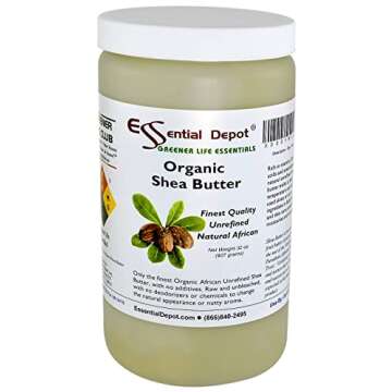 Essential Depot Shea Butter - 32 oz. - 2 lbs - Organic - Unrefined - In resealable safety sealed HDPE Jar