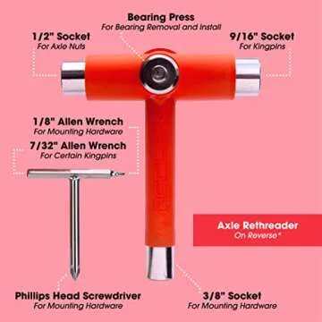 Reflex Skate Tool - Multi-Function Portable Tool Accessory for a Skateboard, Longboard, and Roller S...