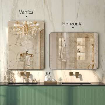 Black Metal Framed Bathroom Mirror for Wall, 24x32 Inch Rounded Rectangle Mirror, Farmhouse Vanity Mirror with Tempered Glass, Anti-Rust, Modern Decor, Horizontally or Vertically Hanging (Matte Black)