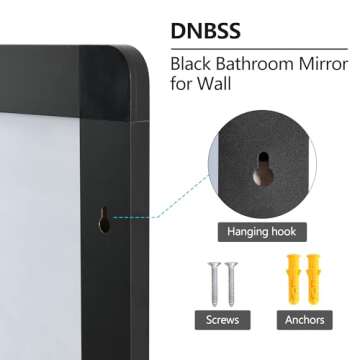 Black Metal Framed Bathroom Mirror for Wall, 24x32 Inch Rounded Rectangle Mirror, Farmhouse Vanity Mirror with Tempered Glass, Anti-Rust, Modern Decor, Horizontally or Vertically Hanging (Matte Black)