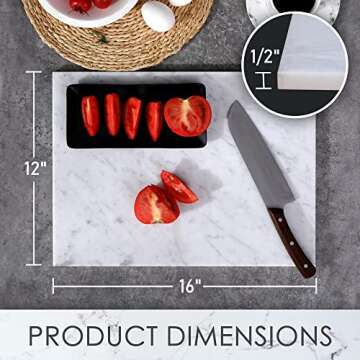 JESSILIN HOME Marble Cheese Pastry Board 16" x 12", Marble Cutting Board, Marble Serving Tray for Pa...