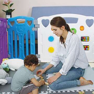 Baby Playpen Kids Activity Centre Safety Play Yard Home Indoor Outdoor New Pen (multicolour, Classic set 14 panel)
