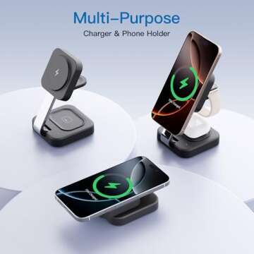 2025 Magnetic Foldable 3-in-1 Charger, Wireless Charger Station, Travel for iPhone 16 15 14 13 12 Pr...