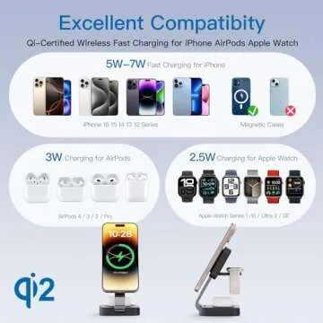 2025 Magnetic Foldable 3-in-1 Charger, Wireless Charger Station, Travel for iPhone 16 15 14 13 12 Pro Max Plus, Charger Holder for Apple Watch Series and Air pod 4 3 2 Pro, Gift for Men/Women(Black)