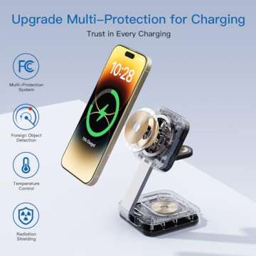 2025 Magnetic Foldable 3-in-1 Charger, Wireless Charger Station, Travel for iPhone 16 15 14 13 12 Pro Max Plus, Charger Holder for Apple Watch Series and Air pod 4 3 2 Pro, Gift for Men/Women(Black)