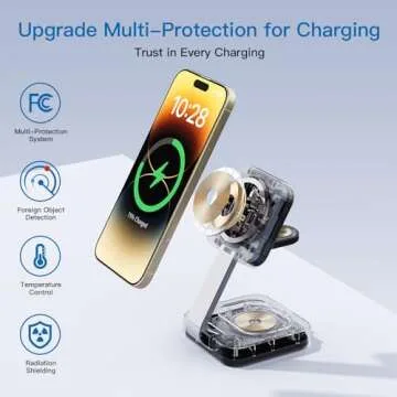 2025 Magnetic Foldable 3-in-1 Charger, Wireless Charger Station, Travel for iPhone 16 15 14 13 12 Pro Max Plus, Charger Holder for Apple Watch Series and Air pod 4 3 2 Pro, Gift for Men/Women(Black)