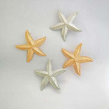 TIANBANGSHI Boho Starfish Earrings Starfish Statement Star Stud Earrings for Women (gold)