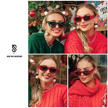 SOJOS Trendy Y2K Rectangle Polarized Sunglasses for Women Men Fashion Designer Rave Sunglasses SJ2228, Dark Red/Grey