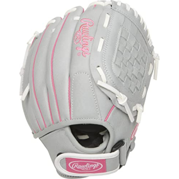 Stylish Rawlings Girls Softball Glove - 10.5 Inch, Pink/Grey/White