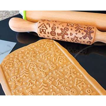 Gingerbread Embossed Rolling Pin for Unique Baking