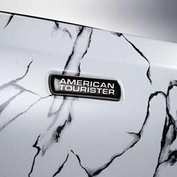 American Tourister Moonlight Hardside Expandable Luggage with Spinner Wheels, Marble, Checked-Medium 24-Inch