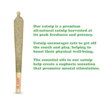 Meowijuana | King Size Catnip Joints | Organic | Dried Premium Ground Catnip | High Potency | Grown in North America | Feline and Cat Lover Approved
