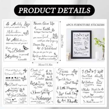 Inspirational Words Rub on Transfers for Crafts - Wxiben 6 Sheets Motivational Words Rub on Transfer...