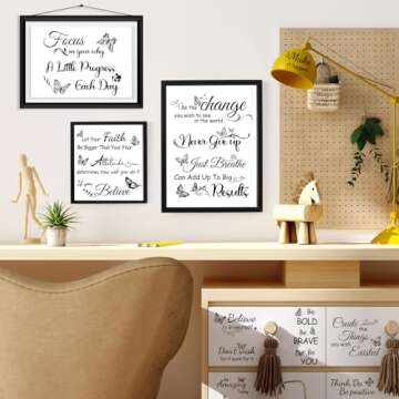 Inspirational Words Rub on Transfers for Crafts - Wxiben 6 Sheets Motivational Words Rub on Transfers for Furniture Butterfly Rub on Transfer Decal for Wood Wall Stickers DIY Craft Home Decor