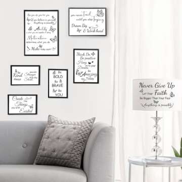 Inspirational Words Rub on Transfers for Crafts - Wxiben 6 Sheets Motivational Words Rub on Transfers for Furniture Butterfly Rub on Transfer Decal for Wood Wall Stickers DIY Craft Home Decor