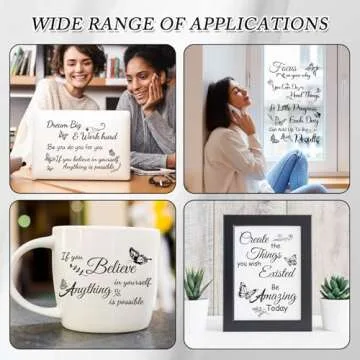 Inspirational Words Rub on Transfers for Crafts - Wxiben 6 Sheets Motivational Words Rub on Transfers for Furniture Butterfly Rub on Transfer Decal for Wood Wall Stickers DIY Craft Home Decor