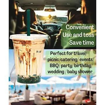 [50 SETS] 16 oz Clear Plastic Cups with Lids and STRAWS, Disposable Drinking Cups for Cold Drinks, Iced Coffee, Milkshakes, Smoothies